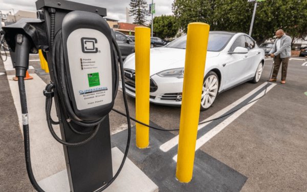 White Electric Vehicle Charging